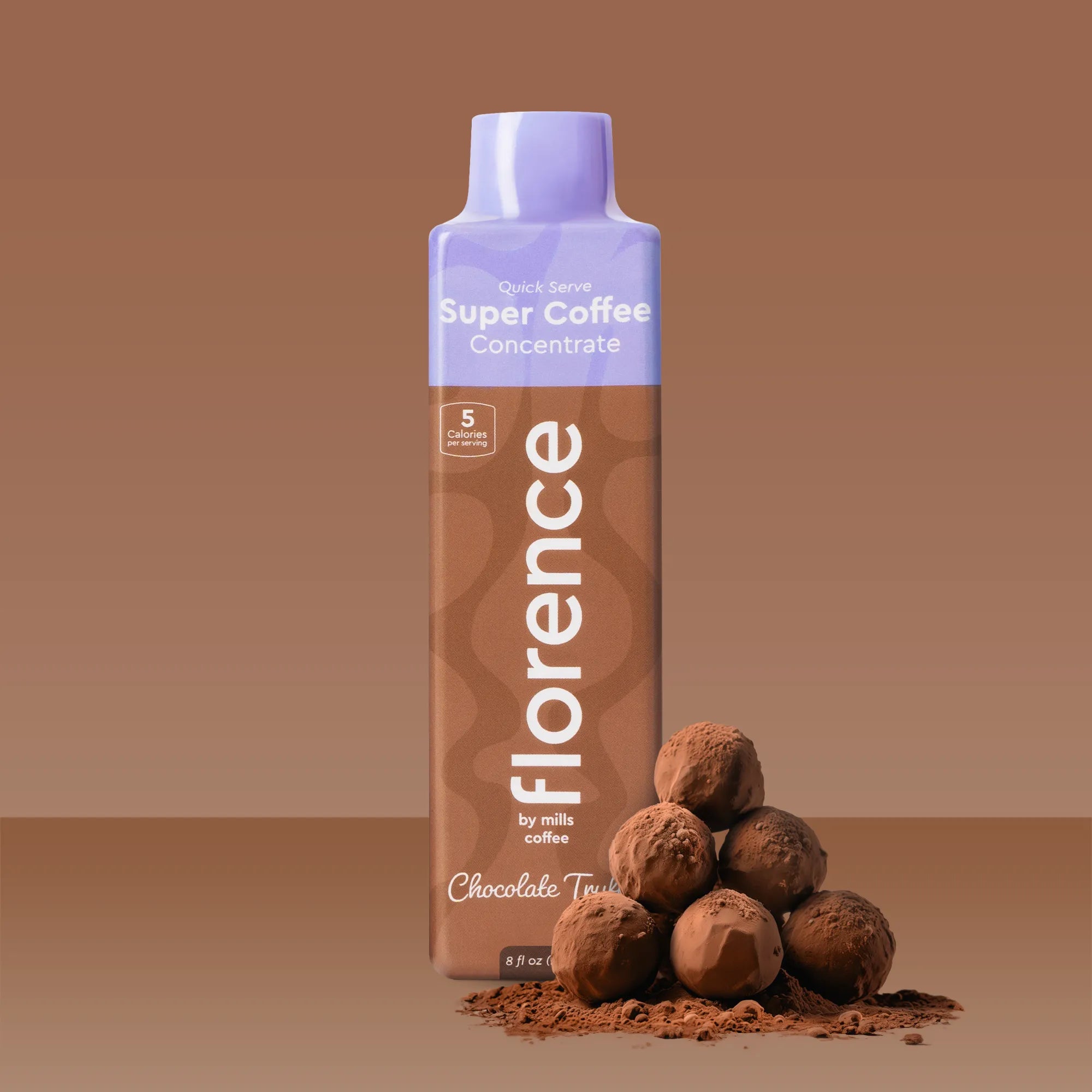 Chocolate truffle flavoured coffee concentrate, pictured along side some truffles